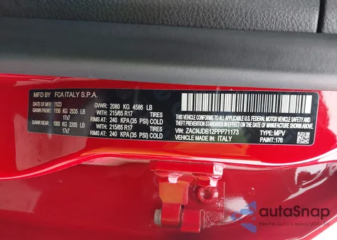 2023 Jeep Renegade Upland 4X4 из США, поврежденный, VIN ZACNJDB12PPP71173